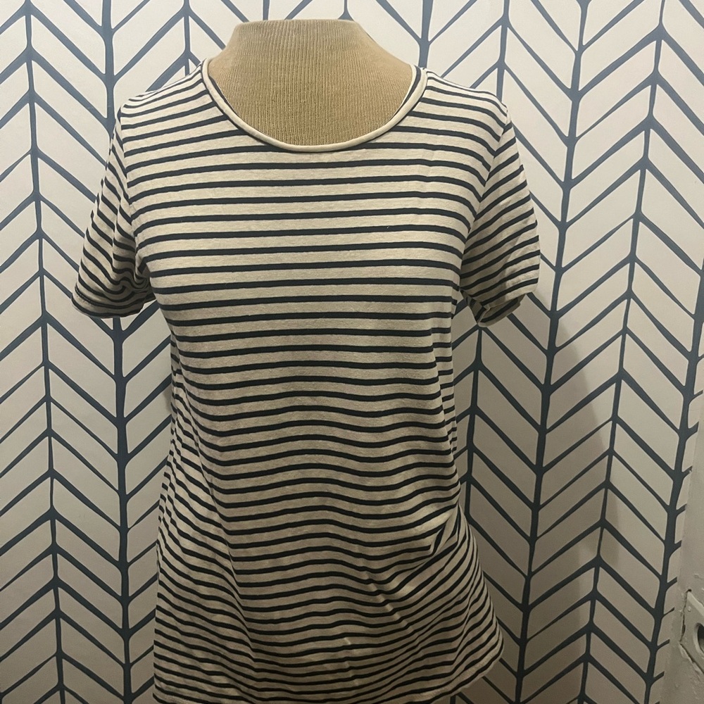Jungmaven Cream & Black Striped Short Sleeve Tee